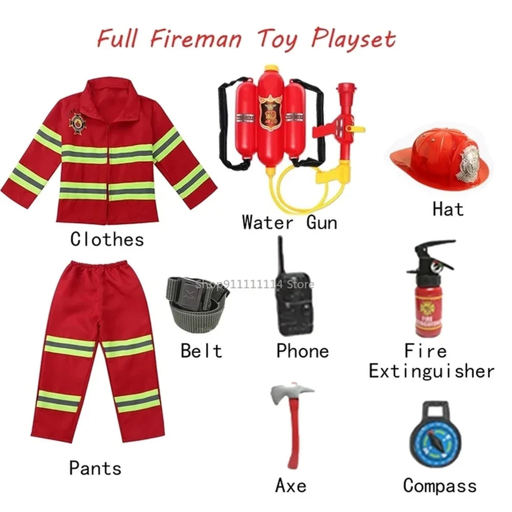 Kids Firefighter Uniform Costume for Halloween & Role Play