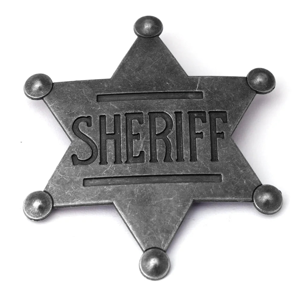 Western Sheriff Star Badge Metal Pin Costume Accessory