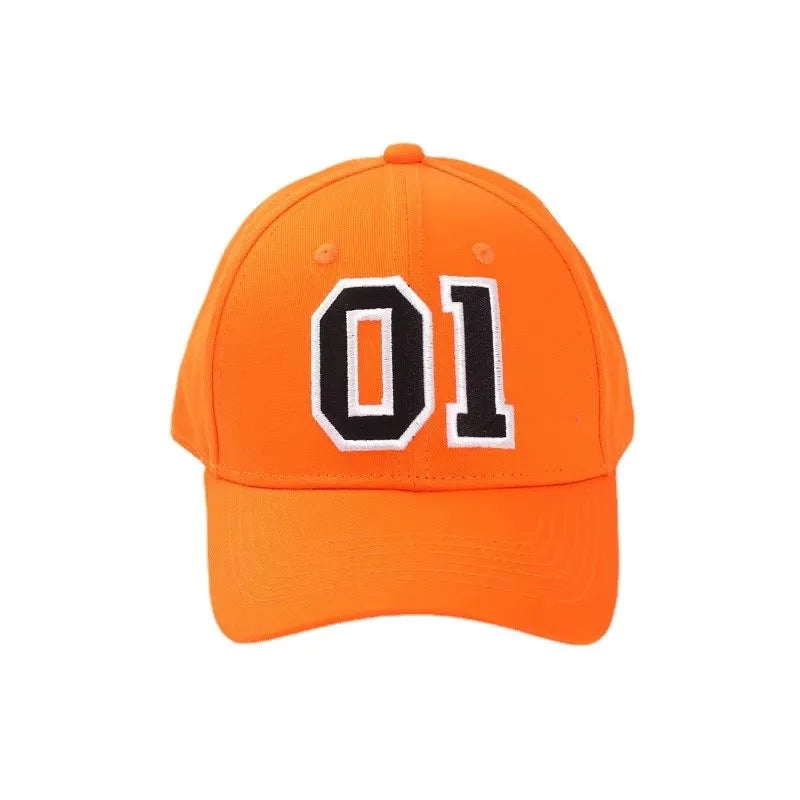 Orange Embroidered Cotton Baseball Cap Adjustable Costume Hat