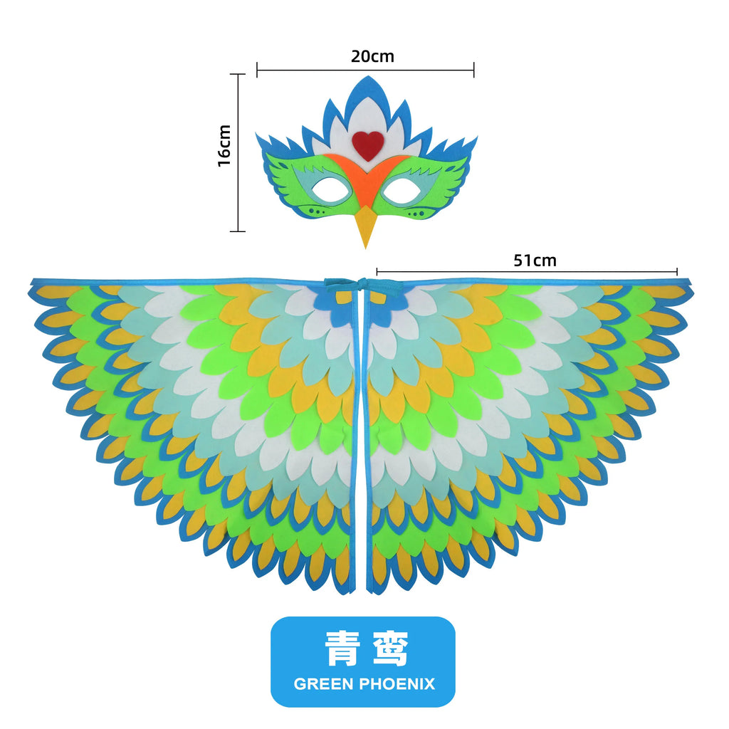Bird Wings and Mask Costume Cape for Performances