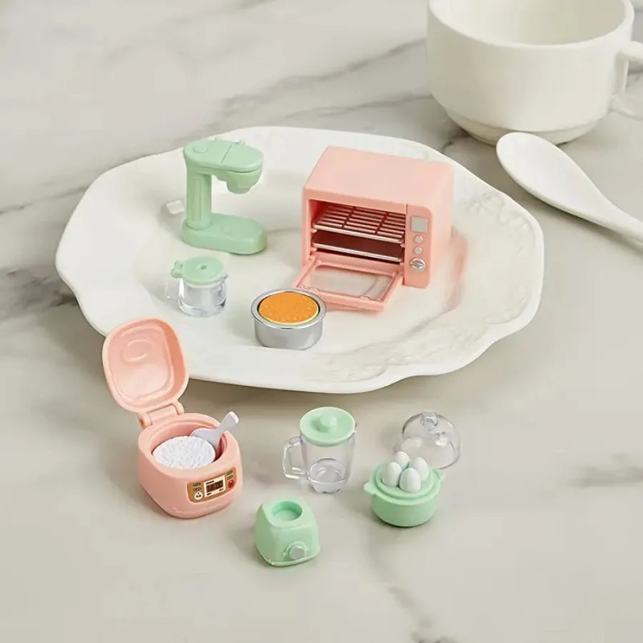1:12 Scale Kitchen Set - Realistic Microwave Oven, Rice Cooker, Egg Boiler, Soy Milk Maker with Filter, Perfect Play House Toy