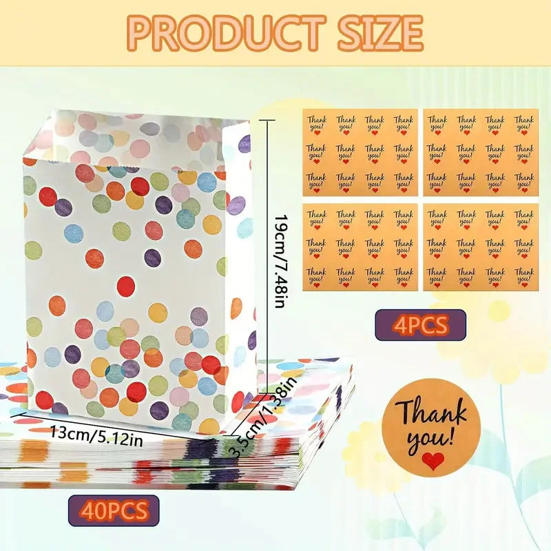 20/40 Pieces Bohemian Birthday Party Favor Bags with Seal Sticker - Party Birthday, Wedding, Camping Party Use, Decoration Suppl