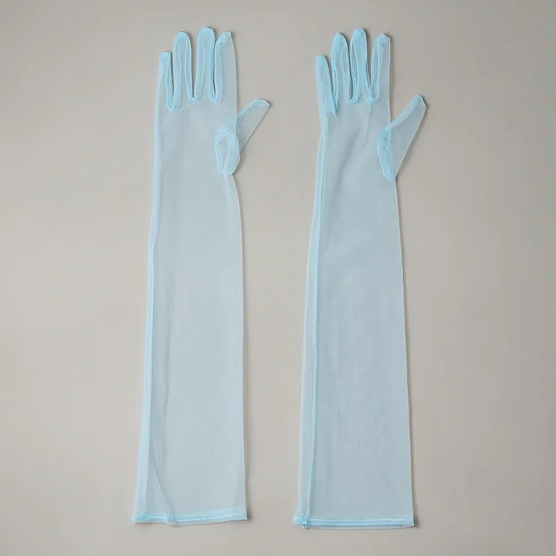 Ladies' Festival Colorful Long Satin Transparent Gloves with Fingers Black White Red Sexy Dance Party Theme Halloween