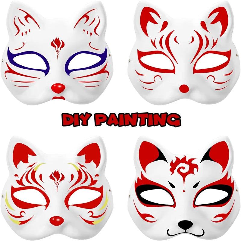 Blank Paper Cat Mask DIY Paintable Half Face Costume Mask