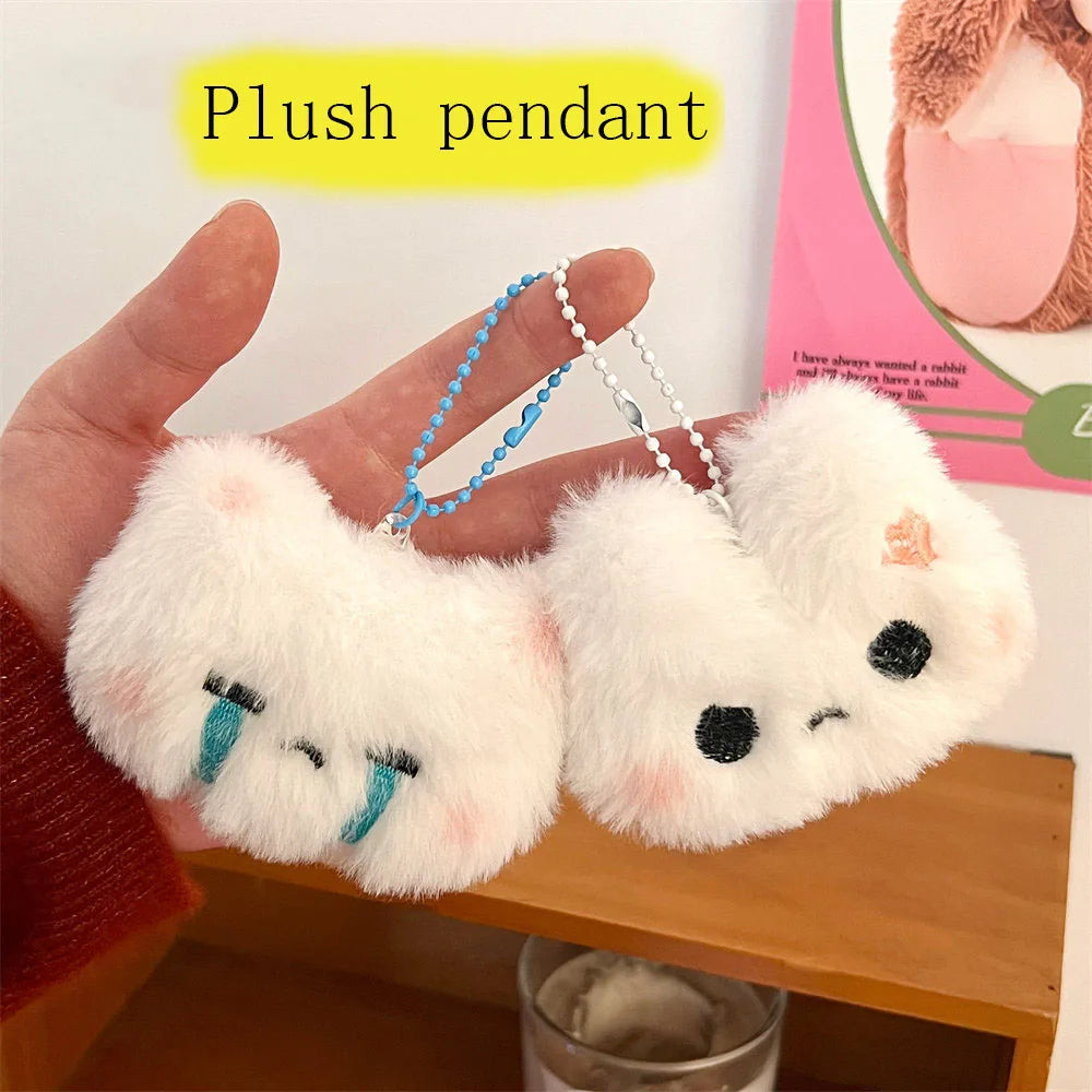 Cute Plush Bunny Teddy Bear Pendant Student Backpack Decoration Accessories Super Cute Keychain ﻿