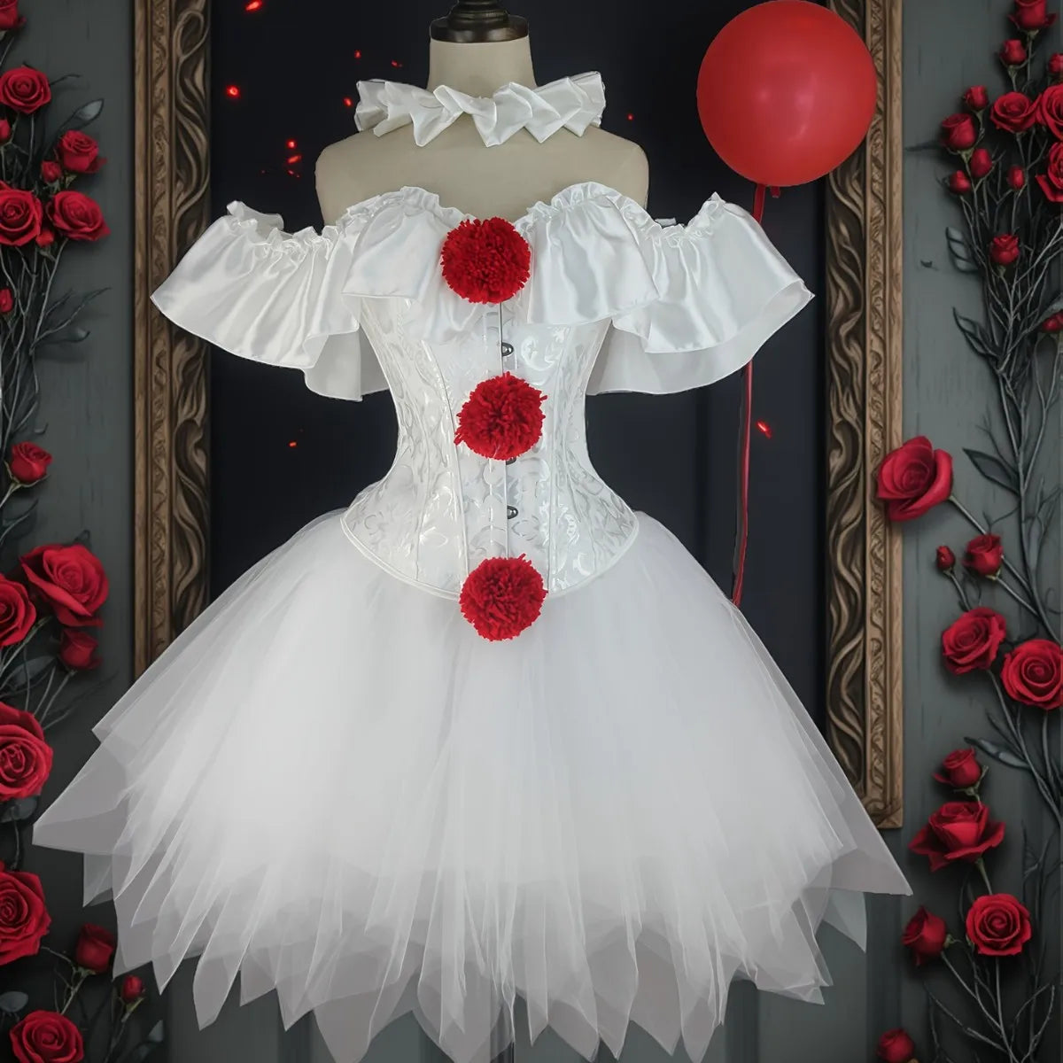 Women’s Clown Corset Skirt Costume for Halloween & Parties