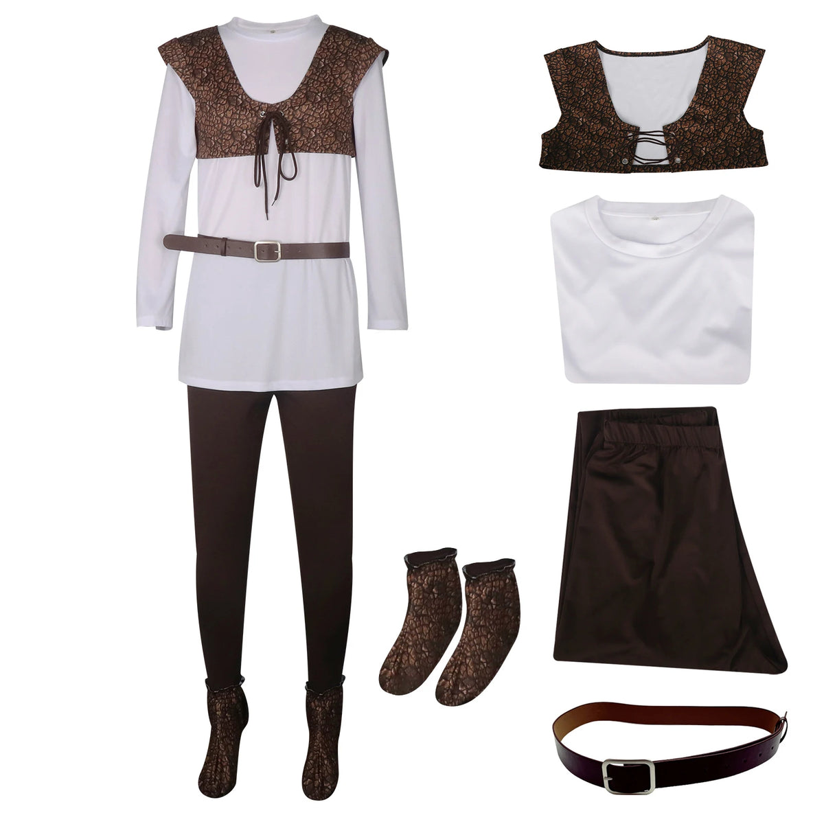 Green Ogre-Inspired Men’s Costume Shirt Vest & Pants Set