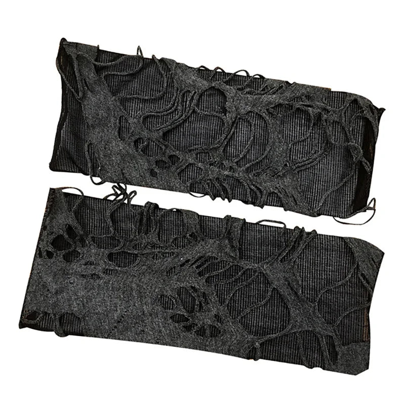 Sexy Gothic Fingerless Long Gloves for Women Men Halloween Gloves Mittens Clubwear Dance Cosplay Costume Accessories