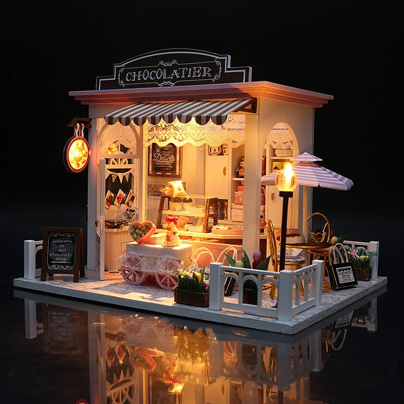 DIY Miniature Dollhouse Kit 3D Puzzle Furniture Assembly Model Doll House Educational Wooden Toys For Friends Birthday Gifts