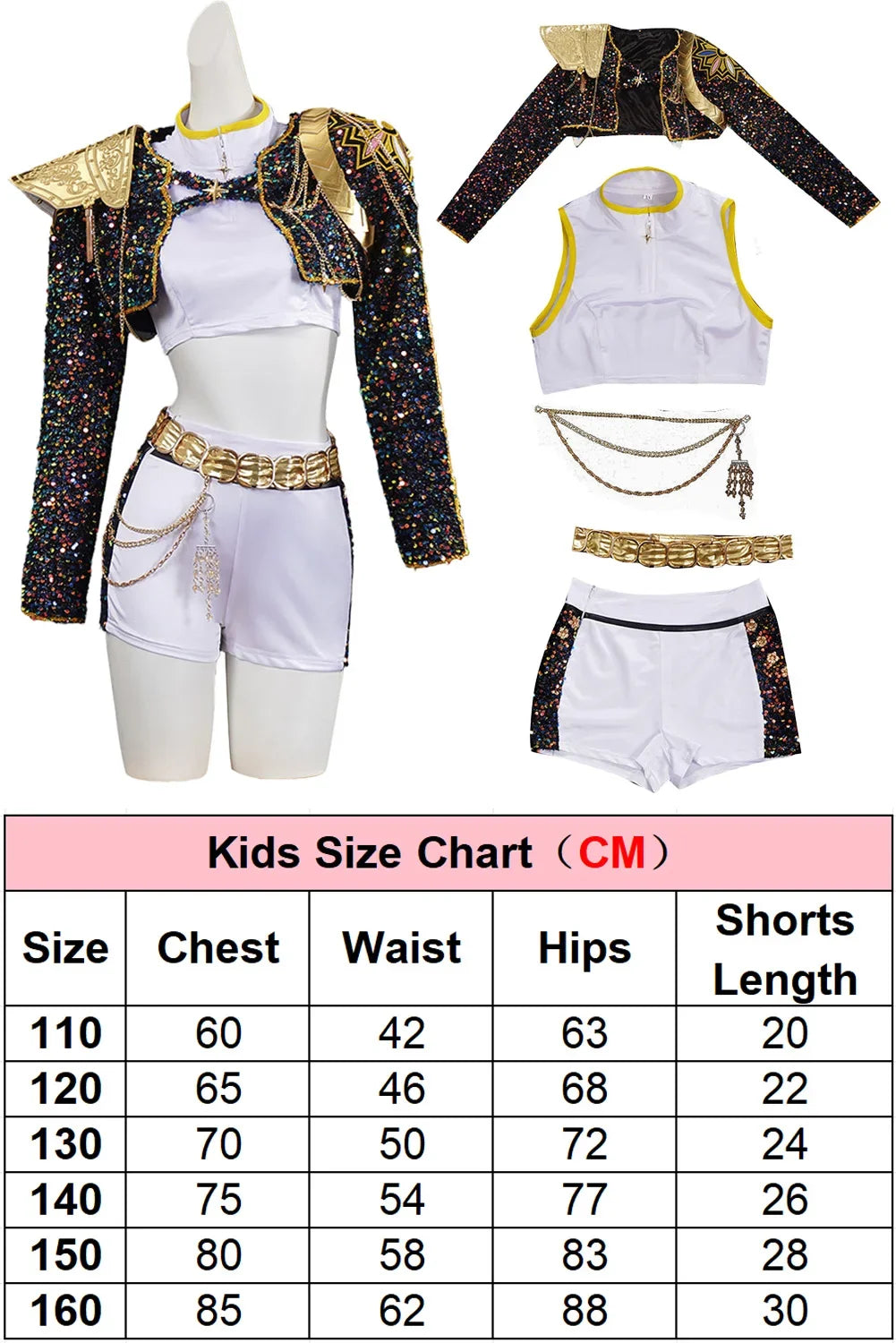 Girls Black and Gold Cosplay Costume Uniform