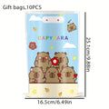 10pcs Animal Theme Cute Capybara Pattern Handbag Boys and Girls Birthday Party Candy Biscuit Present Bag Decor Supplies