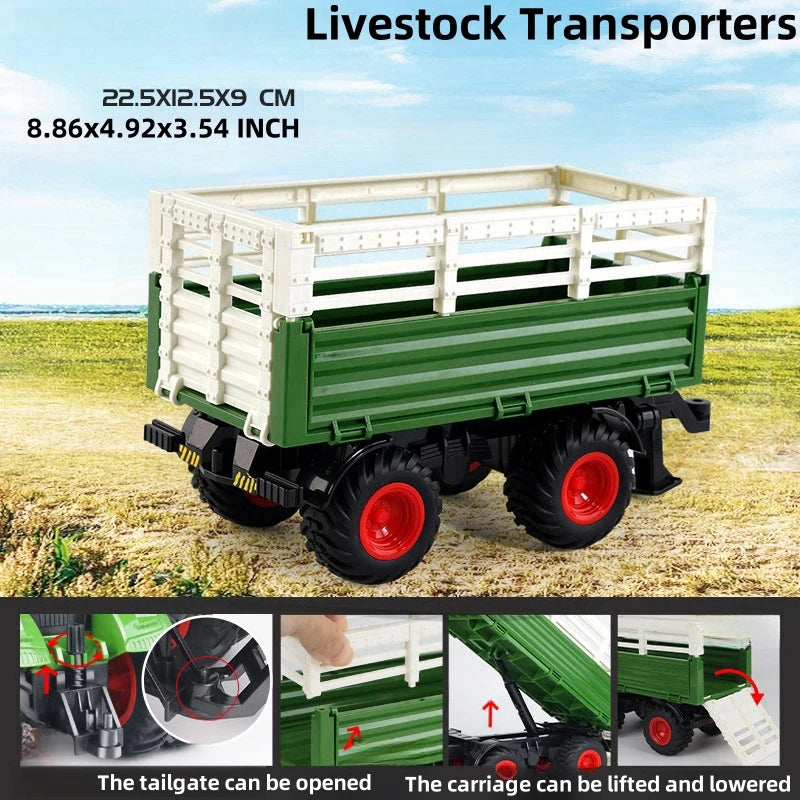 Large Scale Tractor Toys DIY Farmer Car Playset Toy Transport Trailer Engineering Birthday Gifts