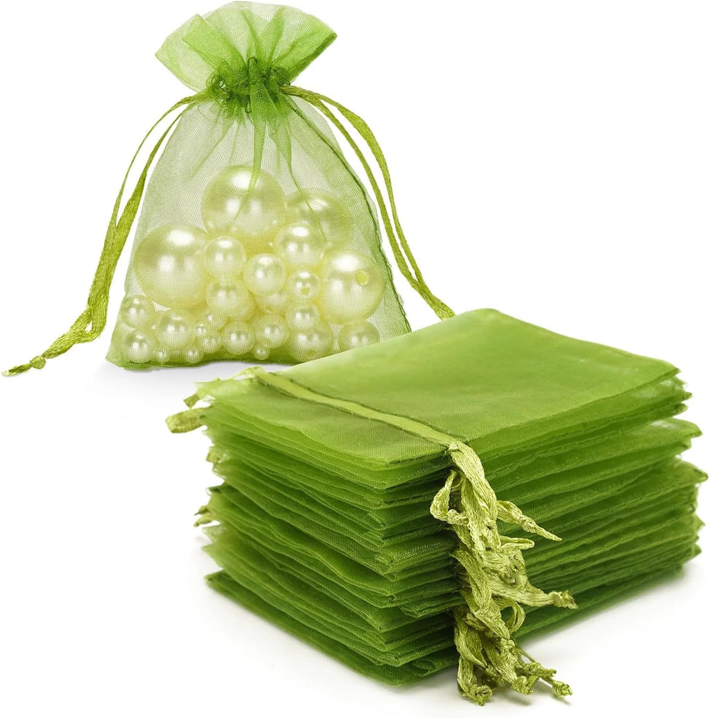100PCS Organza Bags Mesh Organza Jewelry Bags Drawstring, Small Drawstring Favor Pouches Christmas Candy Wedding Birthday
