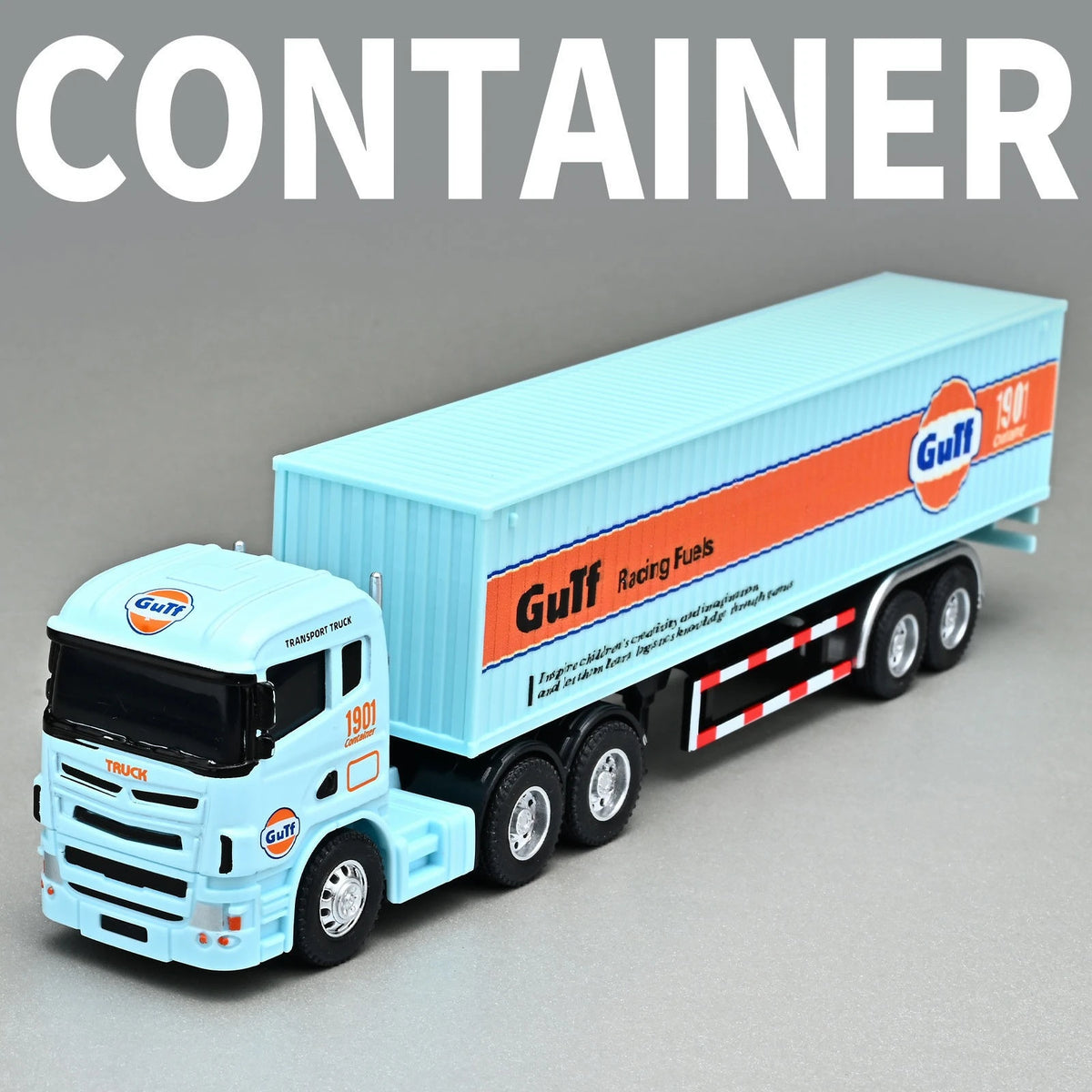 1:64 Small Trailer Container Truck Gulf Version Simulation Alloy Car Model Ornament Toy Collect Boys' Toys Gifts