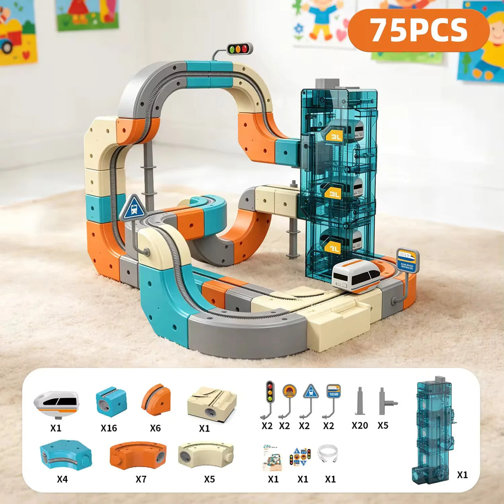 Children Magic Track Train Electric Assembled Building Blocks Magnetic Rail Car Maze Educational Toys for Kids Christmas Gifts