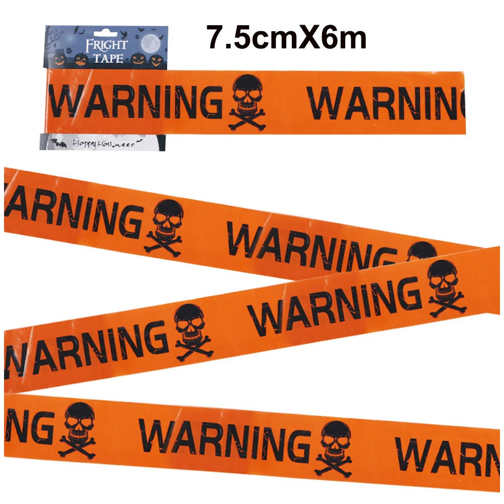Halloween Party Decoration Warning Tape Scary Caution Tape Roll Hazard Warning Tape Indoor Outdoor Spooky DIY Prop Decorations