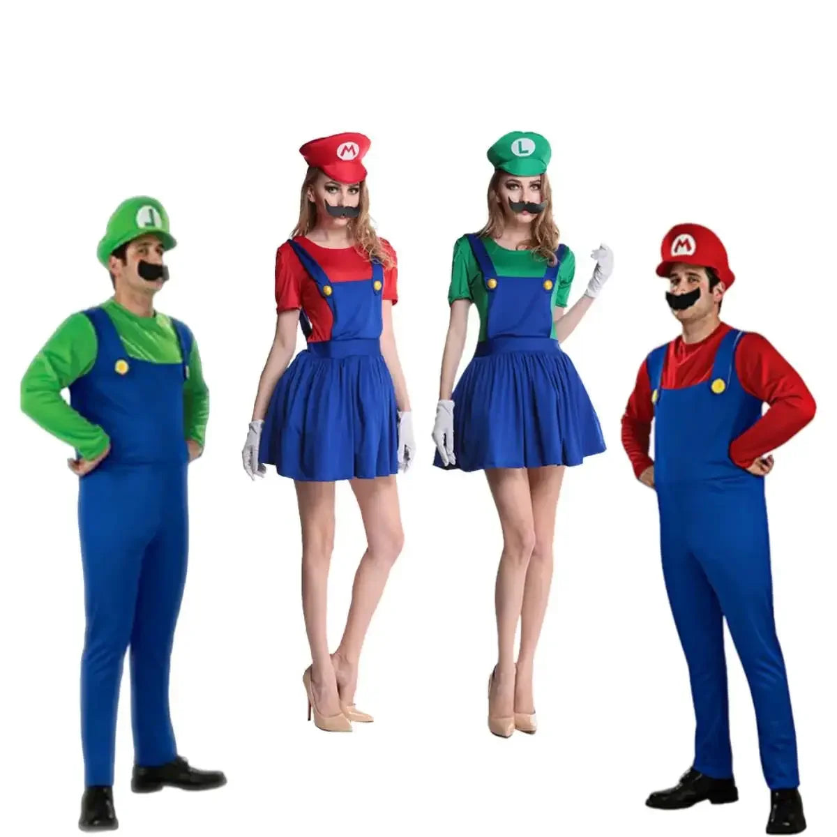 Adult Green Plumber Costume with Hat and Mustache