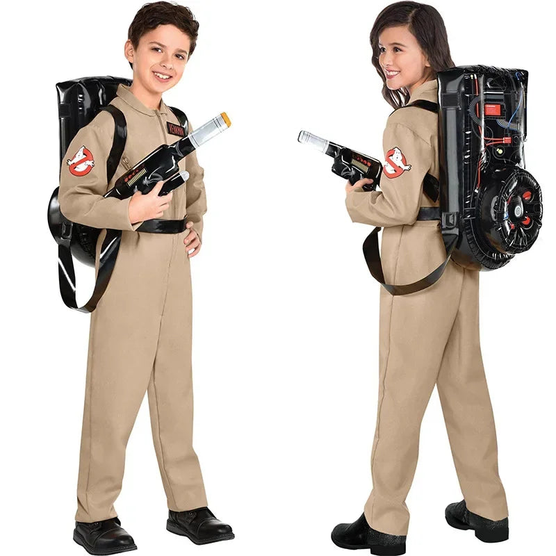 Adult Ghost Hunter Jumpsuit Costume with Bag for Halloween