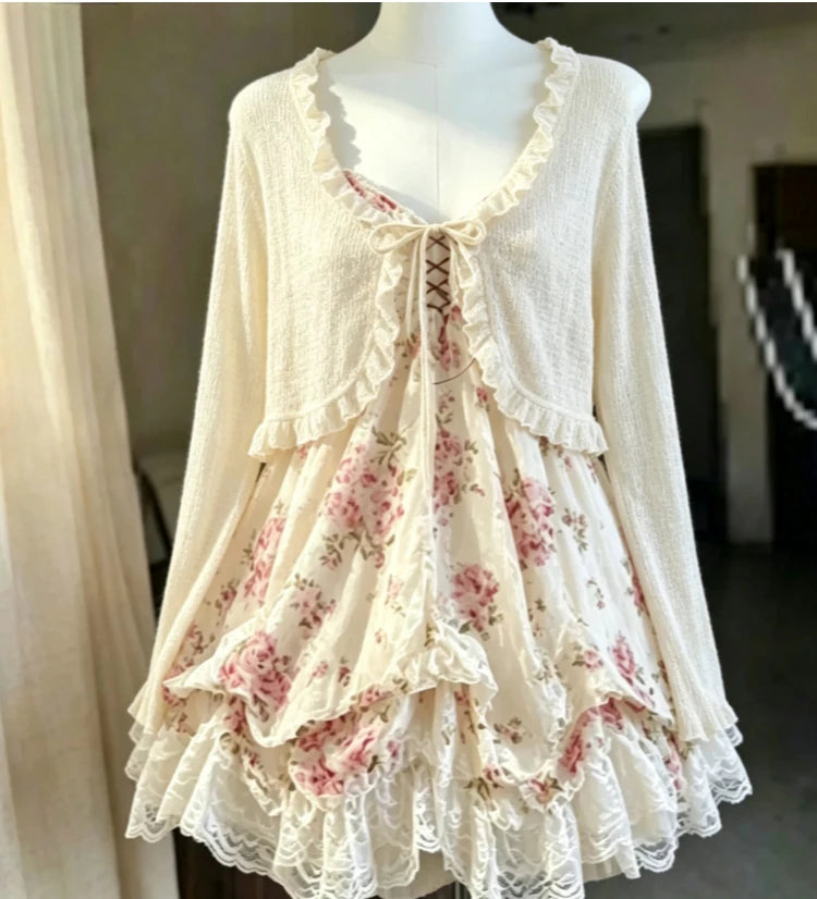 2000s Gothic Vintage Mini Dress Women Sleeveless Strap Party Dress Evening Lace Retro Cltohing Japanese Y2k Black Chic Lolita