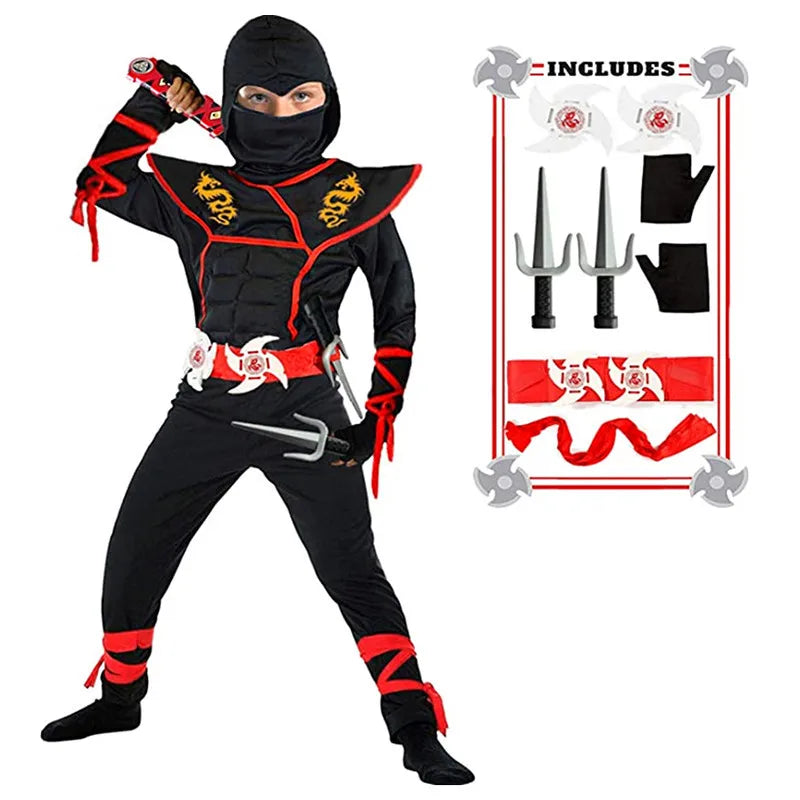 Boys Ninja Costume with Foam Accessories for Halloween