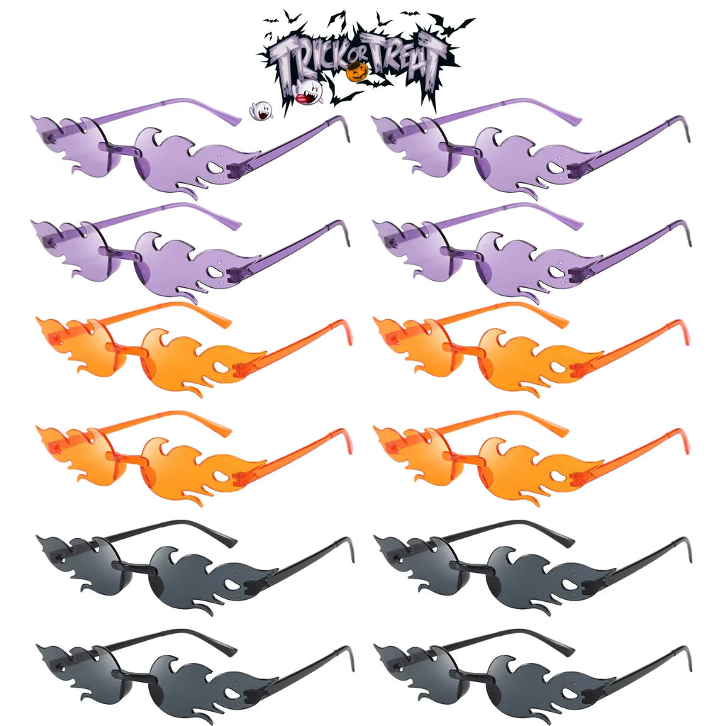 12-120 Pcs Red Fire Flame Glasses Fire Shape Sunglasses Fire Sunglasses Party Decor for Summer Shower Wedding Halloween Cosplay