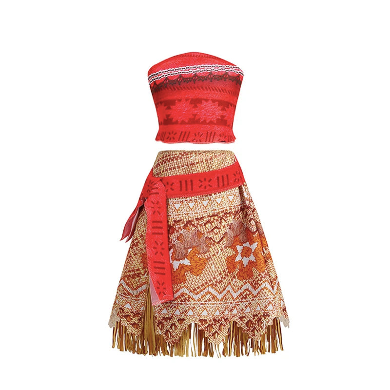 Girls Island Princess Costume Dress with Headwear & Necklace