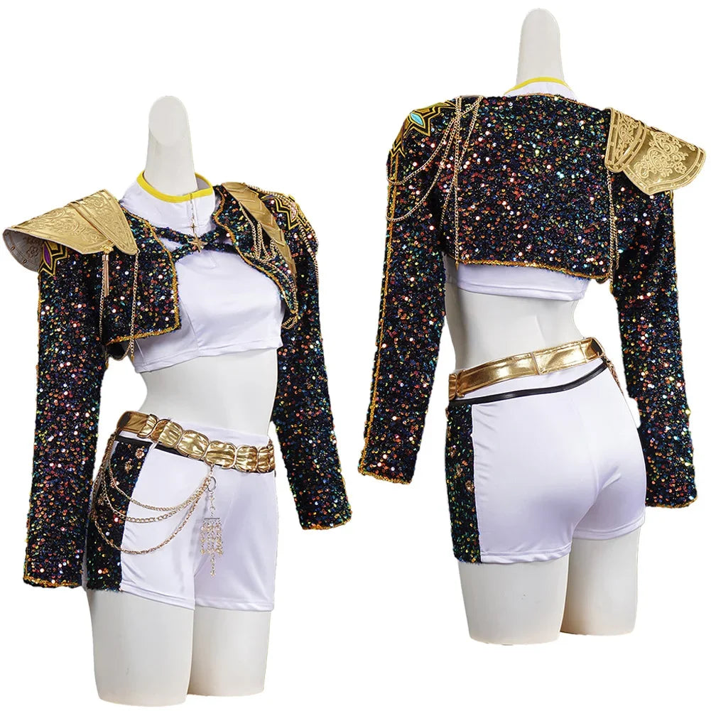 Girls Black and Gold Cosplay Costume Uniform