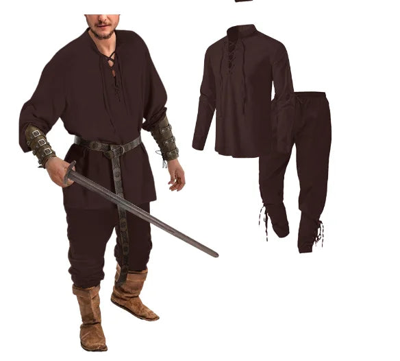 Men's Renaissance Costume Set with Shirt, Pants & Belt