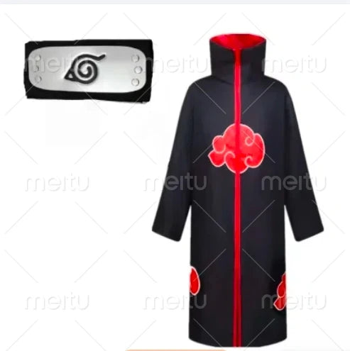 Black Cloud Ninja Cosplay Cloak with Headband for Adults