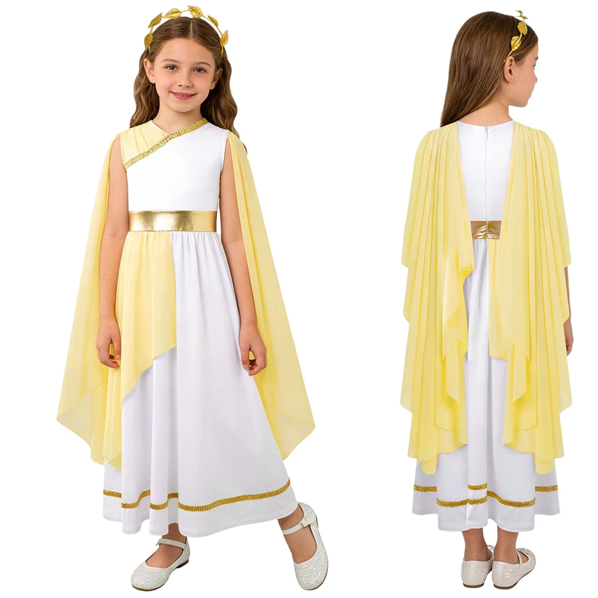 Girls Ancient Greek Goddess Toga Costume for Halloween