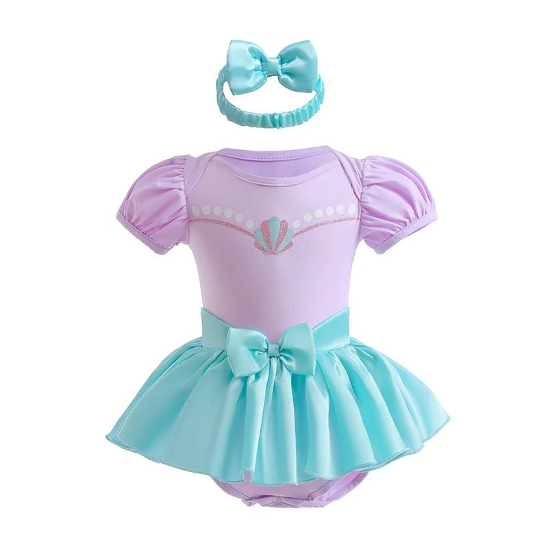 Baby Romper TUTU Dress With Headband Infant Baby Princess Girl Clothes Size 3-18M Cute Design Baby Dress Party Costumes