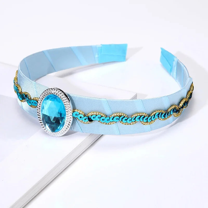 Princess Crown Headband with Braided Wig and Bow for Girls