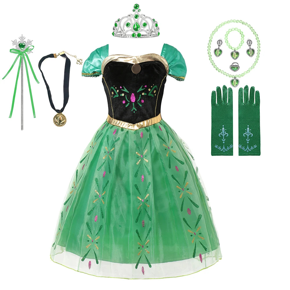 Girls Full Print Princess Dress Costume for Birthday Parties