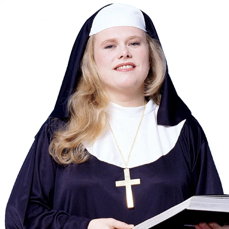 Women’s Traditional Nun Costume Black Robe for Halloween