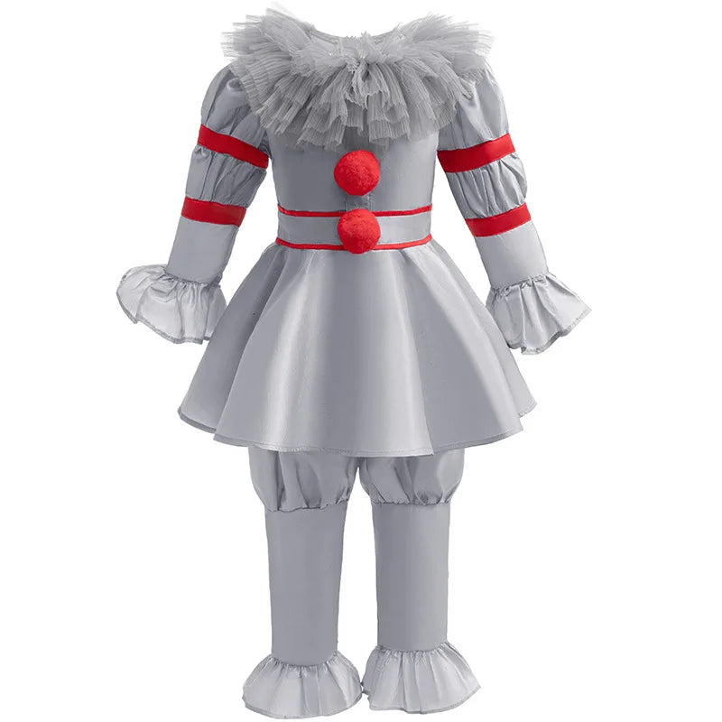 Kids Horror Clown Costume Puff Sleeve Top & Pants