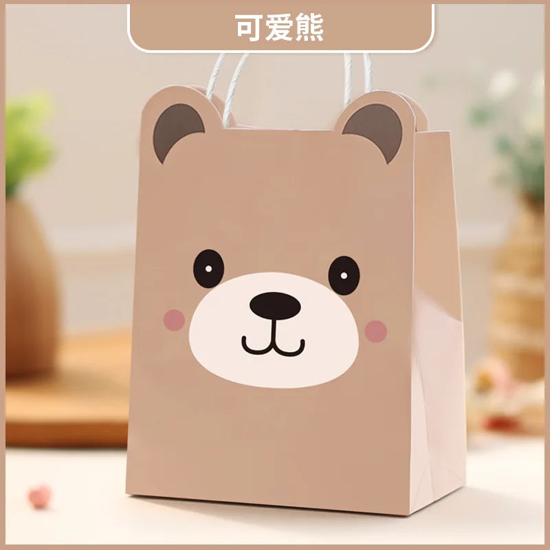 5/30/50pcs Cat Party Gift Bag Cute Kitten Candy Gift with Handle Paper Bag Baby Shower Kids Birthday Kitten Party Decor Supplies