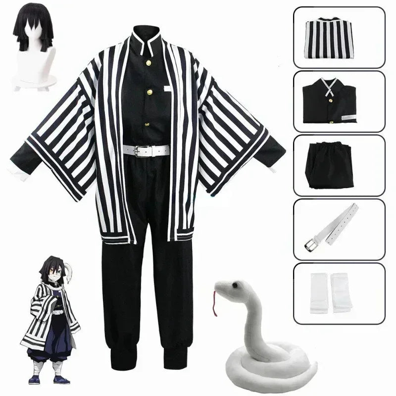 Snake-Inspired Kimono Cosplay Costume with Wig