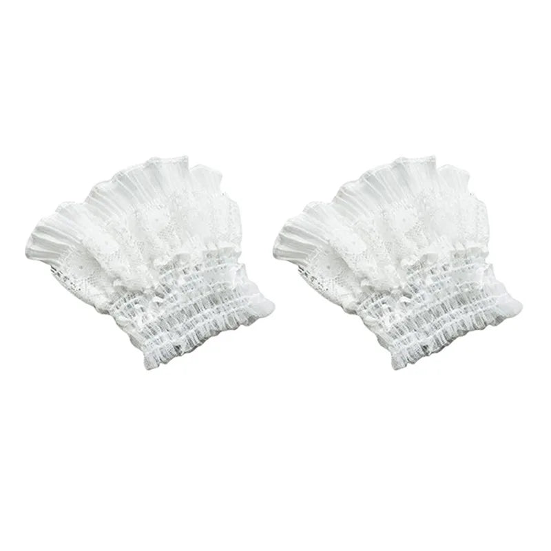 Gothic Lace Wrist Cuffs with Bow Detail for Costumes