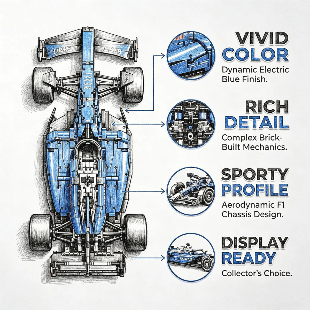 Technical 1361/1639PCS RB20 SF-24 1:8 Scale Racing Car Mechanical Group Kit MOC Collectible Assembly Car Model Birthday Gift Toy