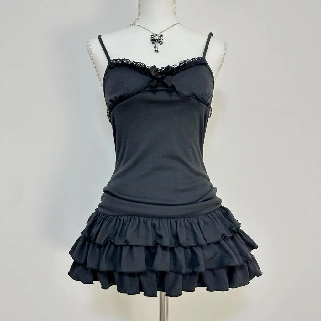 Women’s Lace Bow Dress Y2K Retro Punk Streetwear
