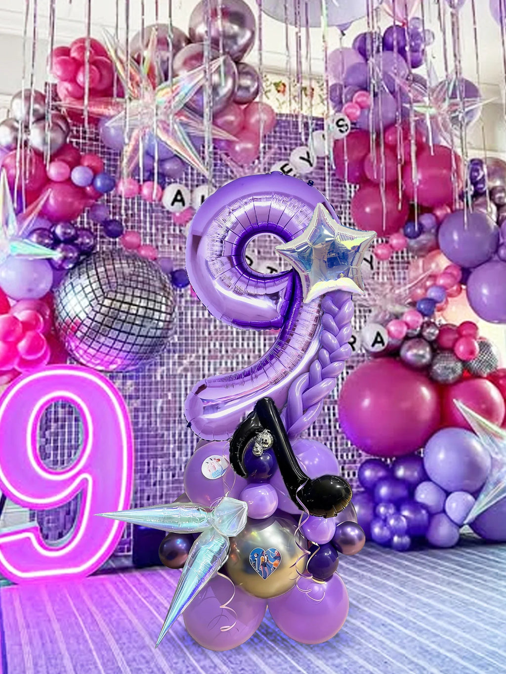 33pc Kpop Music-Themed Birthday balloon Pillar Set, Suitable for K-Pop Music-Themed Birthday Party Decorations and Disco-Themed