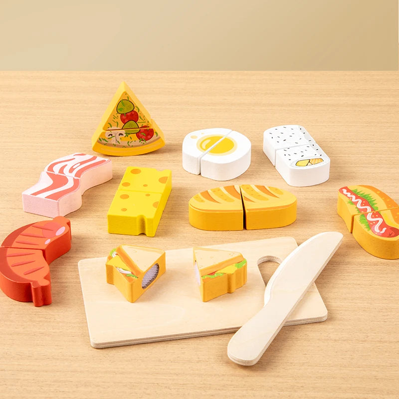 Wooden Kitchen Pretend Toy Simulation Cutting Fruit Food Game Velcro Play Kitchen Accessories Montessori Educational Toy For Kid