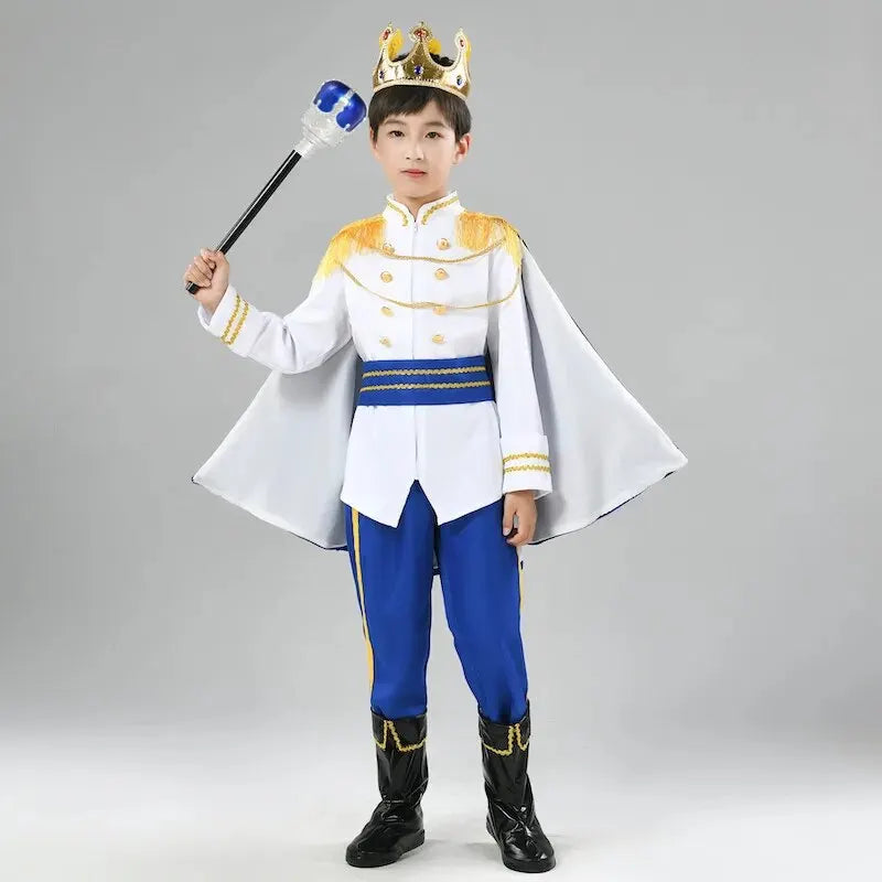 7-Piece Medieval King Costume Red Royal Prince Outfit Set