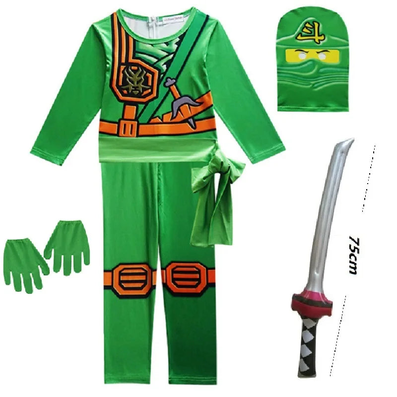 Ninja Cosplay Jumpsuit Costume Set for Halloween & Parties