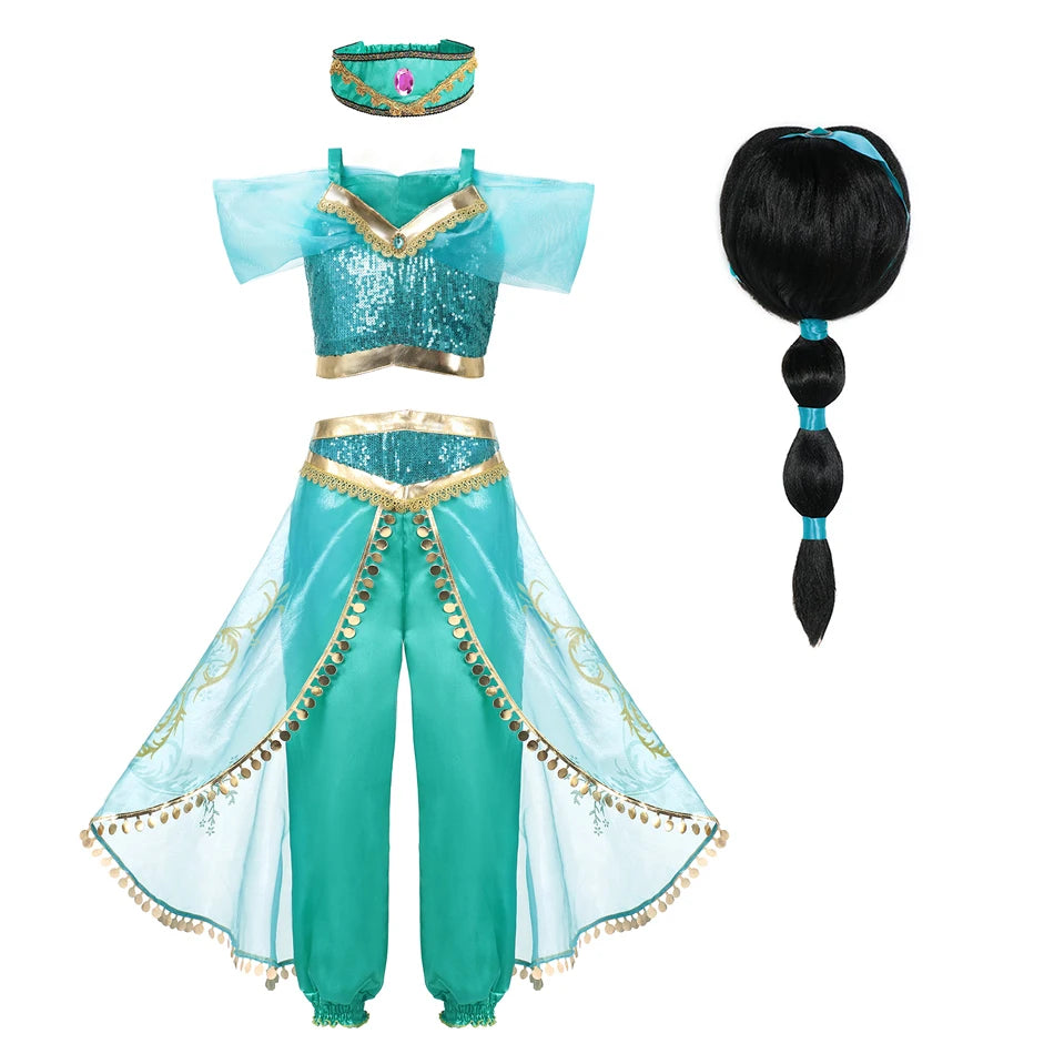 Girls Arabian Princess Costume, Top and Pants Set