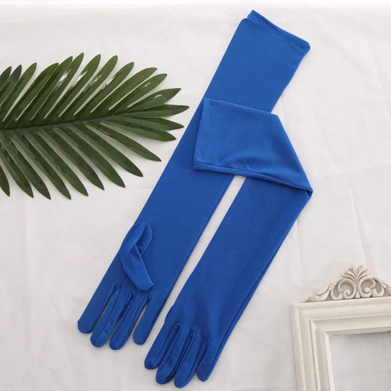 45cm Long Women Elasticity Matte Spandex Dance Performance Long Bride Wedding Mitten Halloween Party Cosplay Princess Glove P26