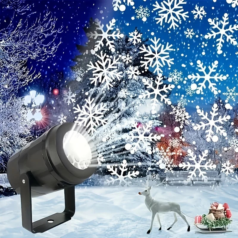 1pc LED Snowflake Projection Light, USB Powered Rotating Snowflake for Christmas,Halloween,Simulating Winter Snow, Passion Party