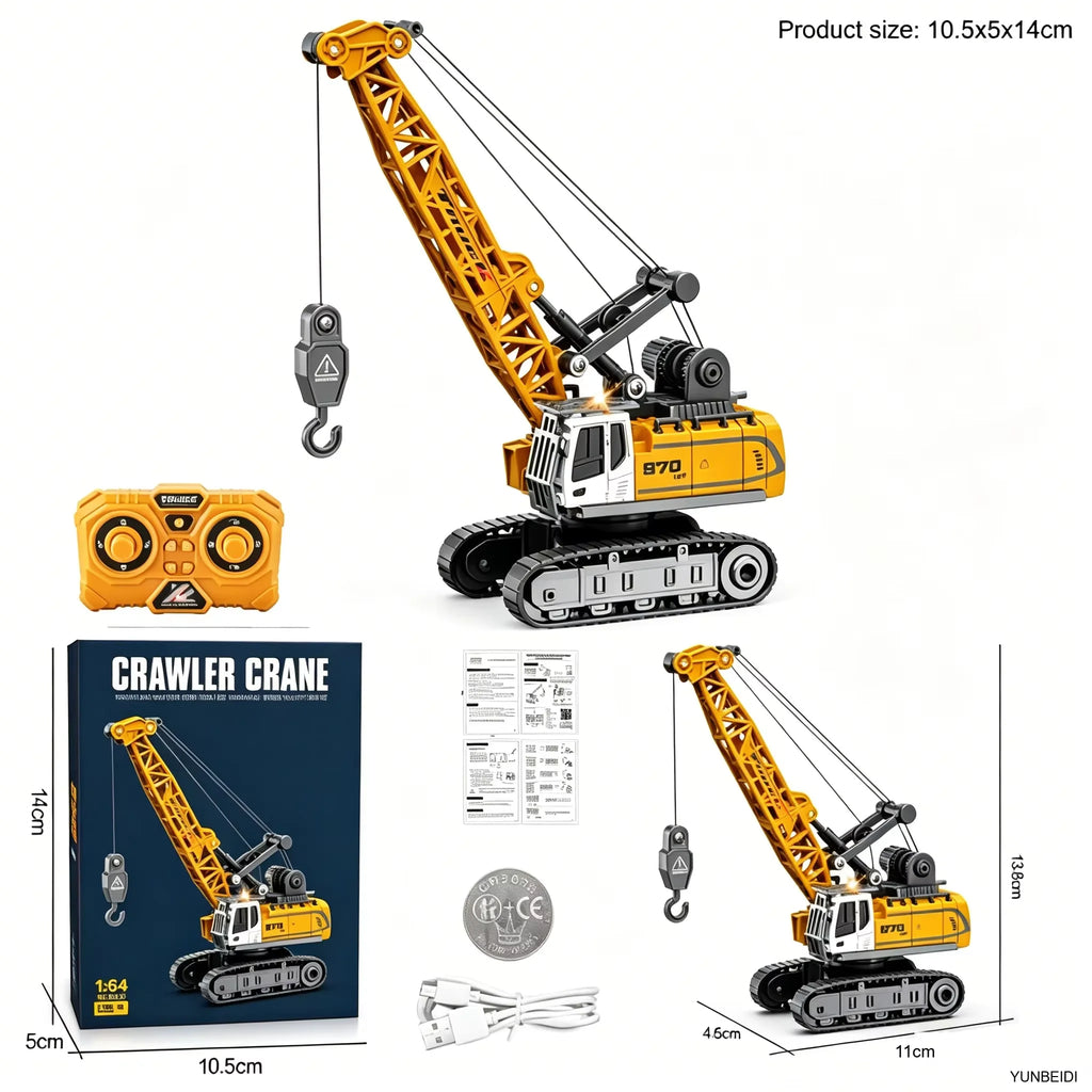 1:64 2.4G RC Mini Alloy Car Forklift with Trailer Excavator Desktop Game Remote Control Engineering Lift Truck Child's Toy Gifts