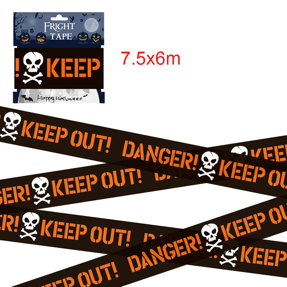 Halloween Party Decoration Warning Tape Scary Caution Tape Roll Hazard Warning Tape Indoor Outdoor Spooky DIY Prop Decorations