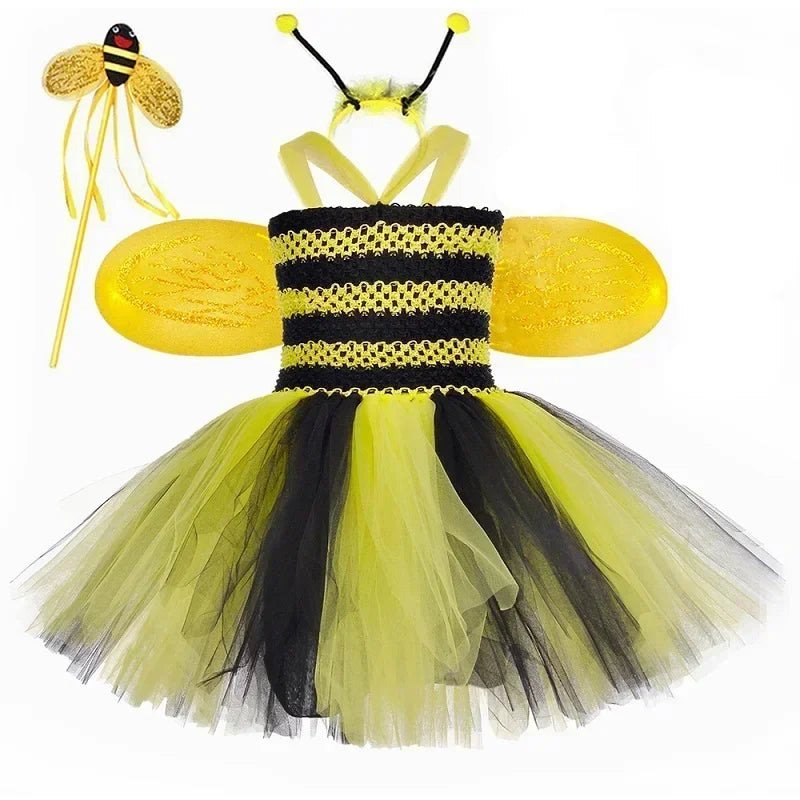 Girls Bumble Bee Tutu Dress Costume, Ages 1 to 12